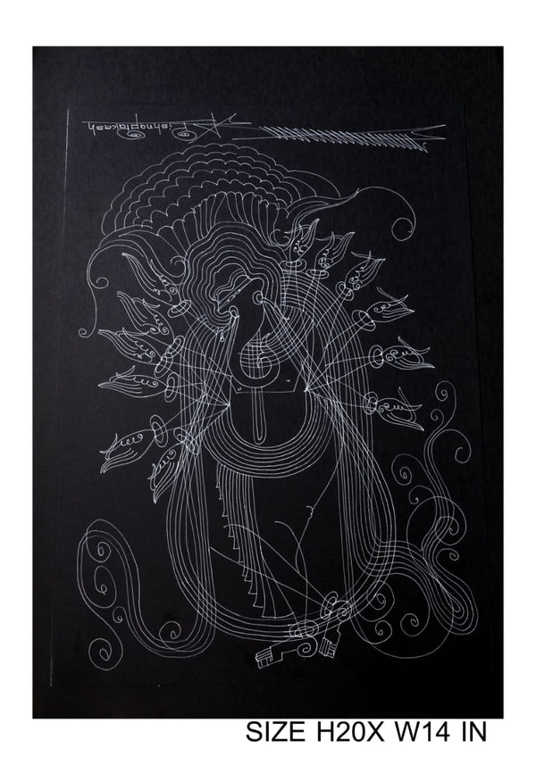 The Surpur Line Art Painting Mixed Media on Paper Unframed (Size: 22 x 16 inches) Artist: Krishna Prakash-Indiehaat