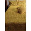 Handcrafted Yellow Aplique Work King Size Double Bed Cover (7.5 Ft X 9 Ft)With 2 Pllow Covers And 2 Cushion Covers-Indiehaat