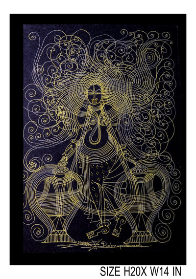 The Surpur Line Art Painting Mixed Media on Paper Unframed (Size: 22 x 16 inches) Artist: Krishna Prakash-Indiehaat