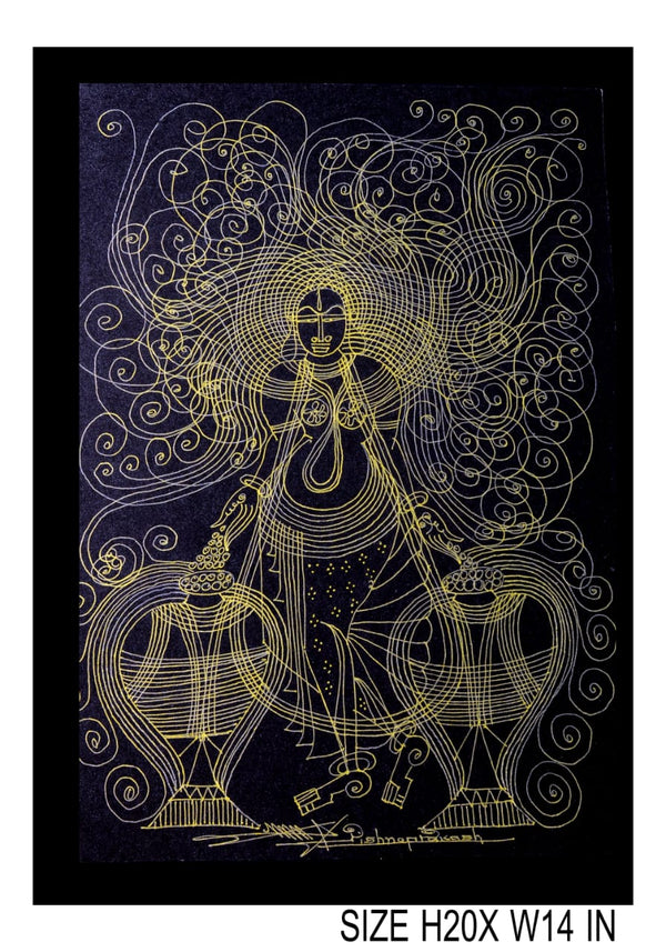 The Surpur Line Art Painting Mixed Media on Paper Unframed (Size: 22 x 16 inches) Artist: Krishna Prakash-Indiehaat