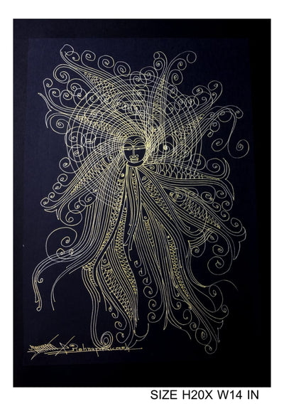 The Surpur Line Art Painting Mixed Media on Paper Unframed (Size: 22 x 16 inches) Artist: Krishna Prakash-Indiehaat