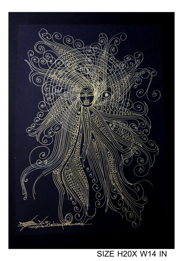 The Surpur Line Art Painting Mixed Media on Paper Unframed (Size: 22 x 16 inches) Artist: Krishna Prakash-Indiehaat