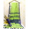 Handwoven Pure Linen Green Saree with Blouse-Indiehaat