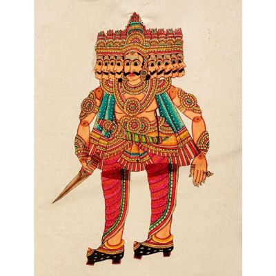 Multicolor Handcrafted Leather Ravana Painting-Indiehaat