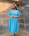 Pure Cotton Dress Ikkat Design Blue 25% Off - IndieHaat