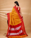 ILKAL Handloom Cotton Silk Saree Gajari Color with running blouse - IndieHaat