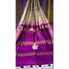 Silkmark Certified Gichcha Tussar Handloom Hand Dyed  Biege Saree with Blouse-Indiehaat