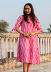 Pure Cotton Dress Ikkat Design Pink 25% Off - IndieHaat