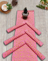 Cotton Table Runner and Mat Set (6+1) Applique work Rose Pink Color - IndieHaat