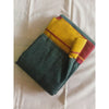 Patteda Anchu Handloom Mark Certified Pure Cotton Green Saree with Running Blouse-Indiehaat