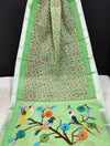 Kota Doria Paithani Embroidery Designer Saree Light Green Colour with running blouse-Indiehaat