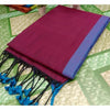 Pure Handloom Mul Cotton Purple Saree 120 Count (Without Blouse)-Indiehaat