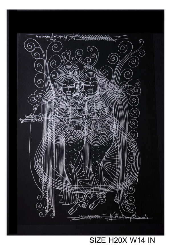 The Surpur Line Art Painting Mixed Media on Paper Unframed (Size: 22 x 16 inches) Artist: Krishna Prakash-Indiehaat