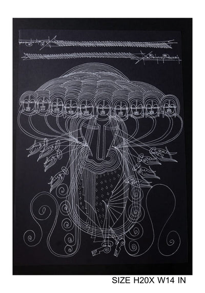 The Surpur Line Art Painting Mixed Media on Paper Unframed (Size: 22 x 16 inches) Artist: Krishna Prakash-Indiehaat