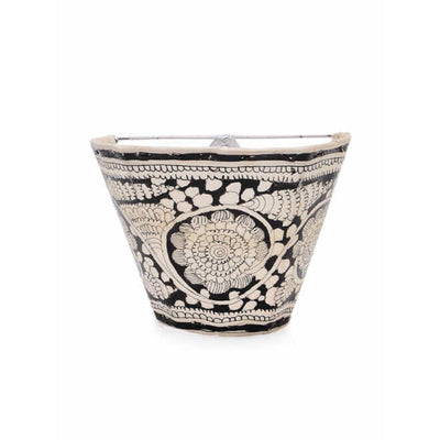 Indiehaat | Peacock Kalamkari Handpainted Wall Mount Leather Lamp | 5.5 Inch