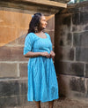 Pure Cotton Dress Ikkat Design Blue 25% Off - IndieHaat