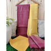 Katan Purple and Yellow Silk Suit Piece with Bottom and Dupatta-Indiehaat