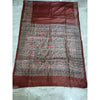 Silkmark Certified Tussar Silk Madhubani HANDPAINTED Brown Saree with Blouse-Indiehaat