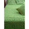 Handcrafted Green Aplique Work King Size Double Bed Cover (7.5 Ft X 9 Ft)With 2 Pllow Covers And 2 Cushion Covers-Indiehaat