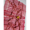 Silkmark Certified Tussar Silk Handloom Handblock Printed Red Saree with Blouse-Indiehaat