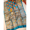 Silkmark Certified Tussar Silk Madhubani Block Print Orange color Saree-Indiehaat