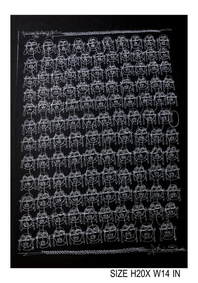 The Surpur Line Art Painting Mixed Media on Paper Unframed (Size: 22 x 16 inches) Artist: Krishna Prakash-Indiehaat