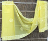 Organdy Cotton Saree Applique work Light Yellow Colour with running blouse-Indiehaat