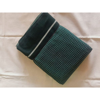 Patteda Anchu Handloom Mark Certified Pure Cotton Saree with Running Blouse-Indiehaat