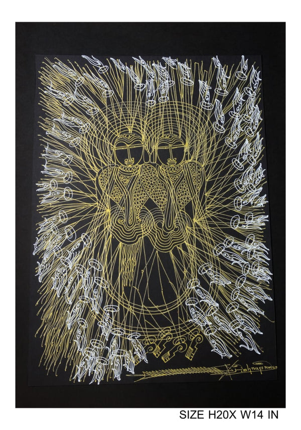 The Surpur Line Art Painting Mixed Media on Paper Unframed (Size: 22 x 16 inches) Artist: Krishna Prakash-Indiehaat