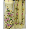 Kota Doria Yellow Suit 2 Piece Handpainted (Only Top and Dupatta)-Indiehaat