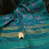 Silkmark Certified Eri Silk Digital Embroidered Green Saree with Running Blouse-Indiehaat