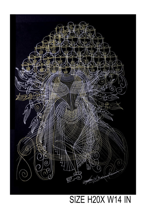 The Surpur Line Art Painting Mixed Media on Paper Unframed (Size: 22 x 16 inches) Artist: Krishna Prakash-Indiehaat