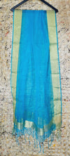 Hand Dyed Pure Organza Blue Dupatta-Indiehaat