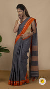 Cotton Saree PattedaAnchu Gray 18% Off - IndieHaat