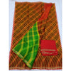 Pure Silk Kota Doria Orange Saree with blouse Handcrafted-Indiehaat