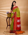 ILKAL Handloom Cotton Silk Saree Mustard Yellow Color with running blouse - IndieHaat