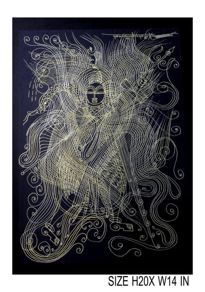 The Surpur Line Art Painting Mixed Media on Paper Unframed (Size: 22 x 16 inches) Artist: Krishna Prakash-Indiehaat