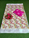 Kota Doria Saree Floral Yellow 12% Off - IndieHaat