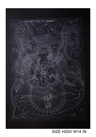 The Surpur Line Art Painting Mixed Media on Paper Unframed (Size: 22 x 16 inches) Artist: Krishna Prakash-Indiehaat