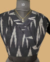 Pure Cotton Blouse Dark Gray Color Ikkat Design - IndieHaat