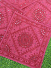 Indiehaat | Khamma Ghani Vibrant Pink Cotton Cushion Covers Mirror Work