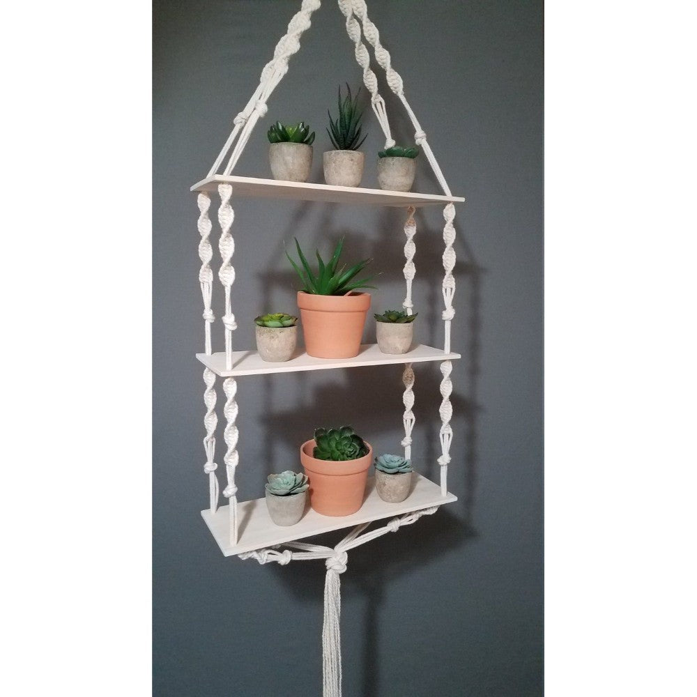 Macrame Wooden Plank Hanger Size: 45" Long, Wooden Size: 18X6-Indiehaat