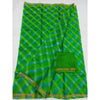 Pure Silk Kota Doria Green Saree with blouse Handcrafted-Indiehaat