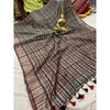 Pure Ghicha Tussar Silk Brown Saree with Running Blouse SilkMark Certified-Indiehaat