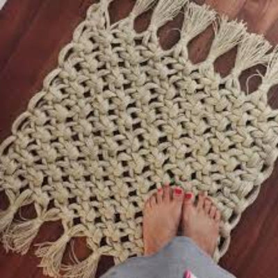 Macrame Door Mat Size: 16X16-Indiehaat