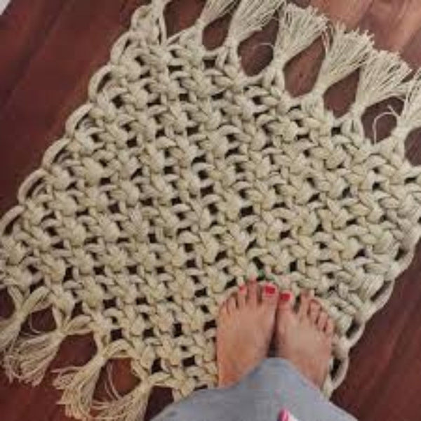 Macrame Door Mat Size: 16X16-Indiehaat