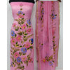 Kota Doria Pink Suit 2 Piece Handpainted (Only Top and Dupatta)-Indiehaat