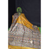 Silkmark Certified Tussar Silk Handloom Handblock Printed Mustard Yellow Saree with Blouse-Indiehaat