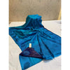 Silkmark Certified Pure Tussar Hand Cutwork Bondi Blue Saree (Tussar by Tussar Fabric)-Indiehaat