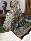 Chanderi Silk Saree Kalamkari White 7% Off - IndieHaat